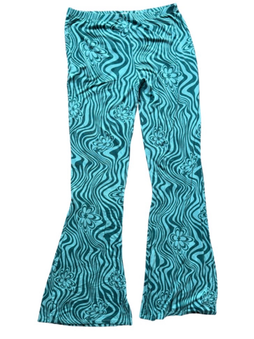 Full Tilt Green Psychedelic Flare Pants - Picture 2 of 3